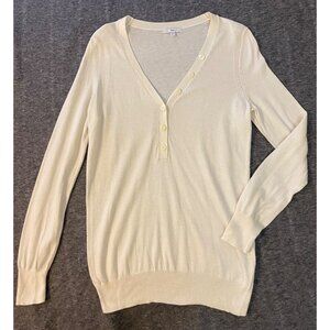 Gap Womens Cream V-Neck Small Sweater Womens Lightweight Knit Cotton Silk Blend